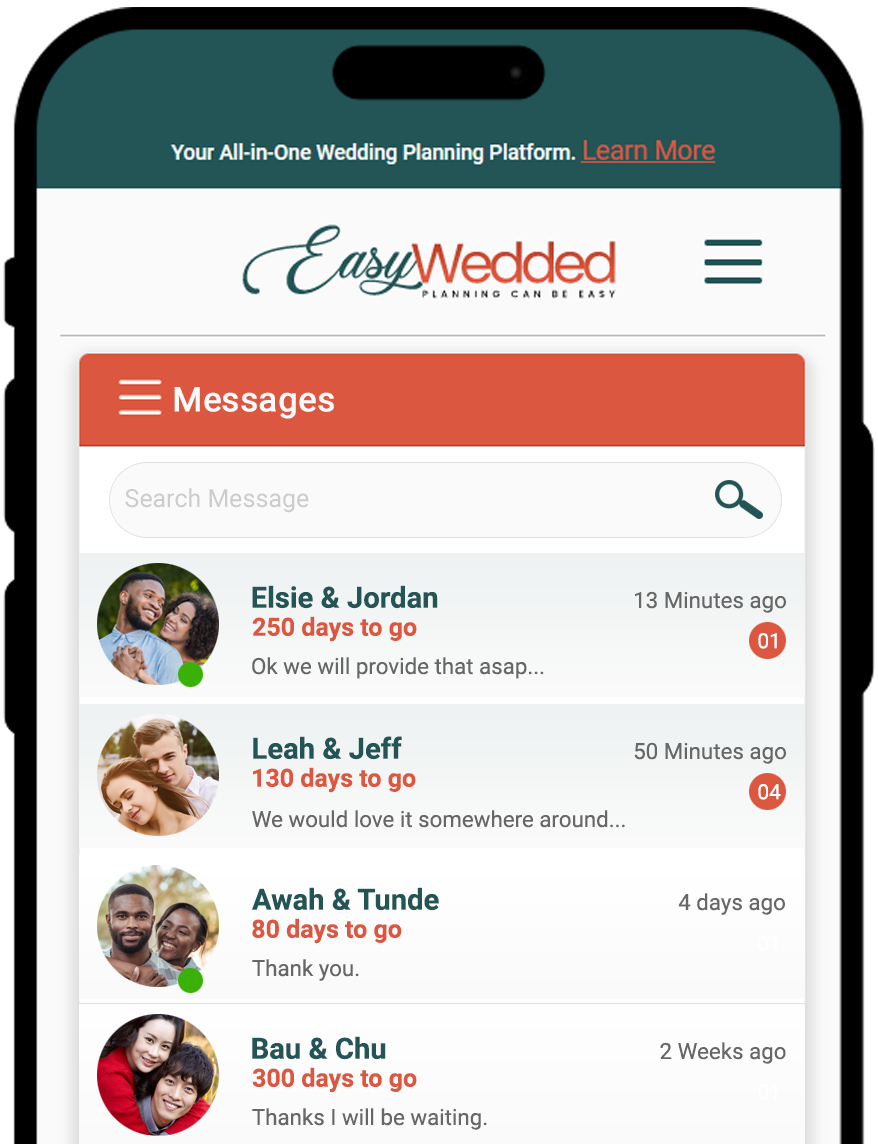 A couple formulating their wedding strategy using the EasyWedded wedding planning application