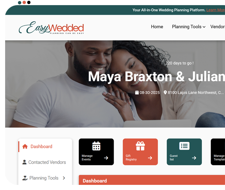 A catering vendor showcasing wedding services on the EasyWedded platform